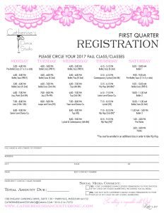 Registration for new families for Catherine's Dance Studio
