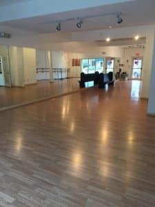 New floor and no walls featured in the 1000 square foot ballroom at Catherine's Dance Studio, 170 English Landing Drive, Suite 111 Parkville, MO 64152.