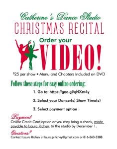 Order your Christmas Recital Video today.